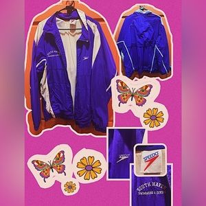 Vintage speedo purple & white warm up jacket with embroidery